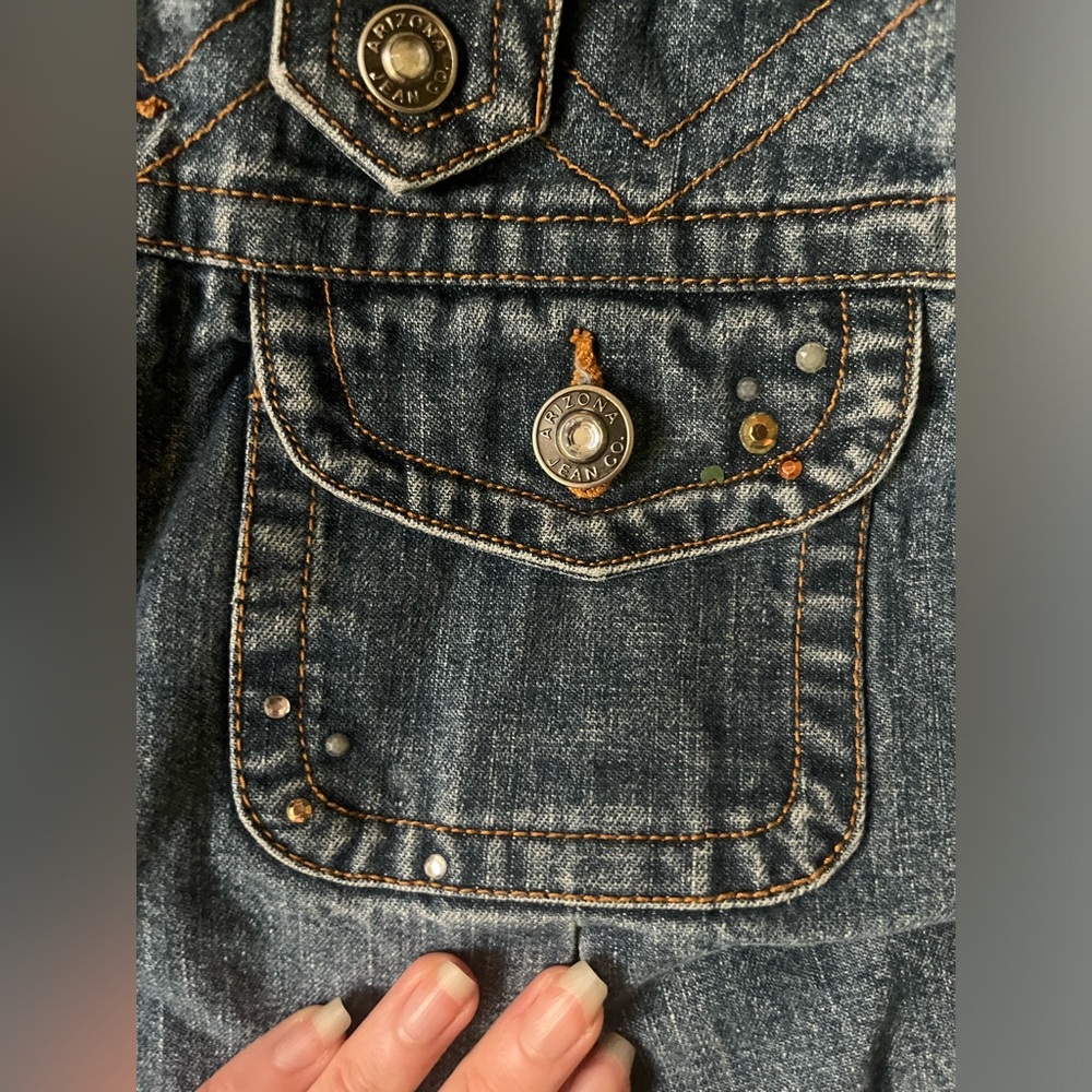 Denim Mini Skirt with Button Front & Pocket Studs - Picture 3 of 4